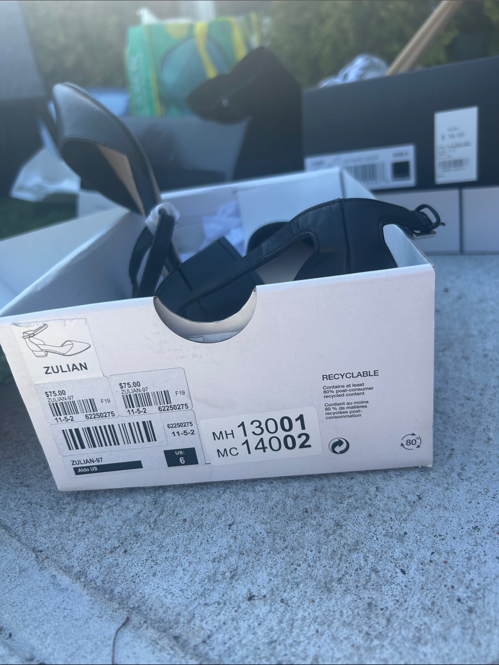 ALDO Black Pointed Mary Jane Flats with Ankle Strap - Picture 2 of 3